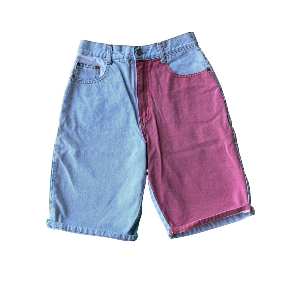Vintage Steel Jeans Colorblock Denim Shorts Size 9 High Waisted 90s Made in USA